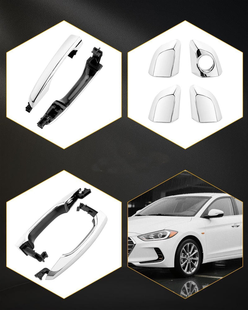 Exterior Door Handles Lock Cylinder Kit for 17 20 Hyundai Elantra Chrome 4 Pack