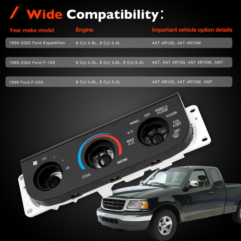Climate Control Module AC Heater Panel Without Switch For Ford F150 F250 99 04