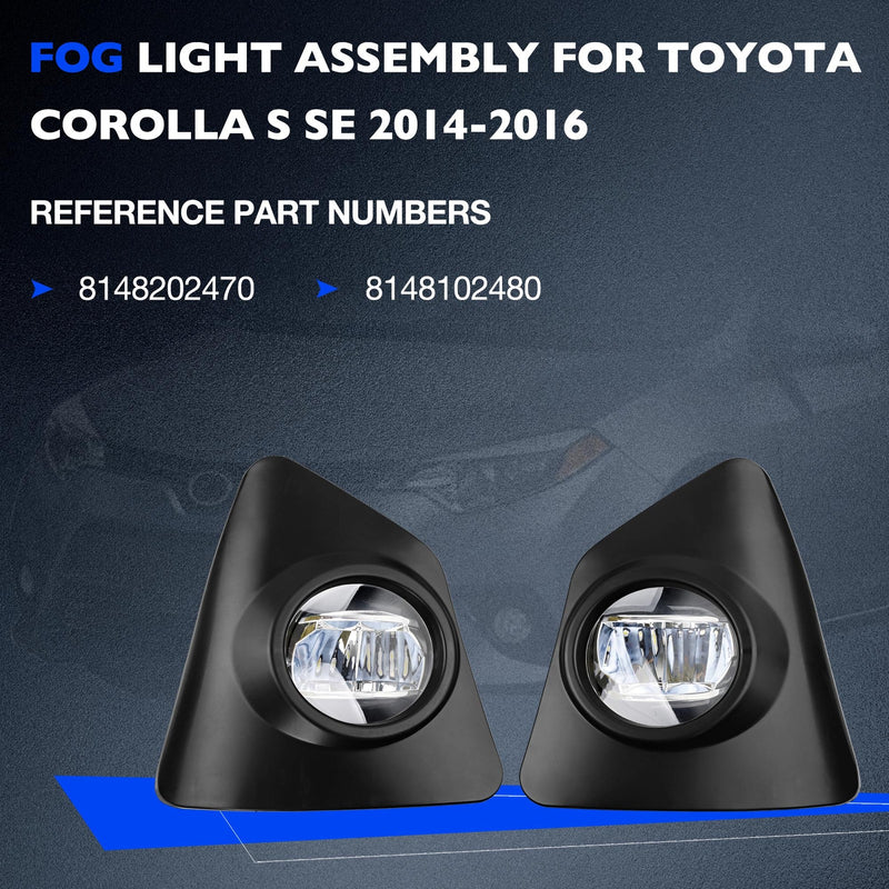 Bumper Fog Lights w/ Switch Wiring Lamp for 2014 2015 2016 Toyota Corolla S Pair