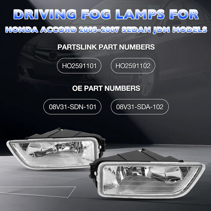 Fog Light Lamps Assembly for Honda Accord 2003-2007 Sedan w/ Bulbs & Harness