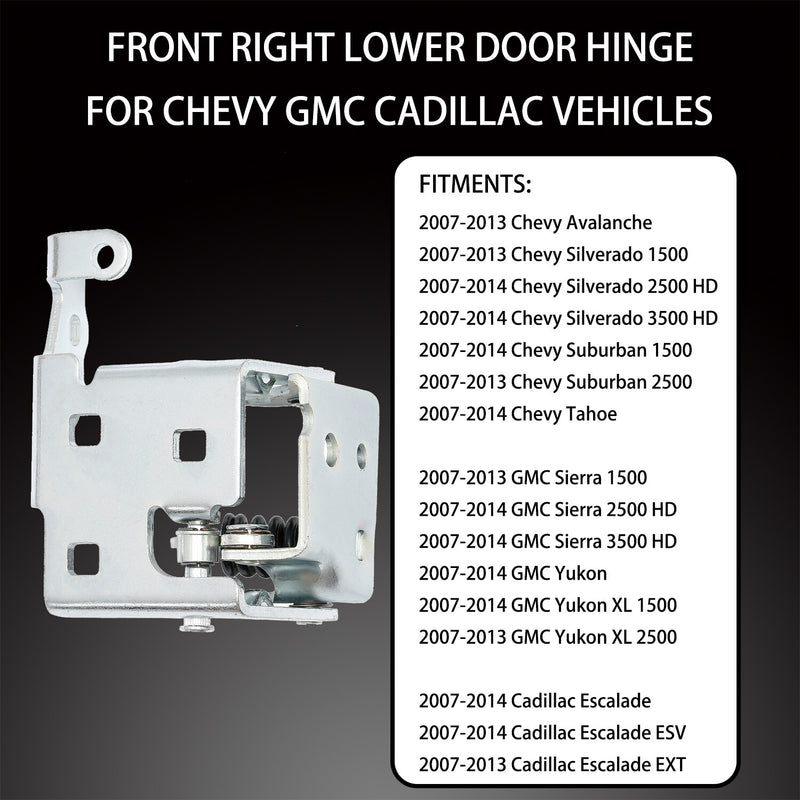 Lower Door Hinge Front Right Passenger Side for Chevy Silverado GMC Sierra 07 14