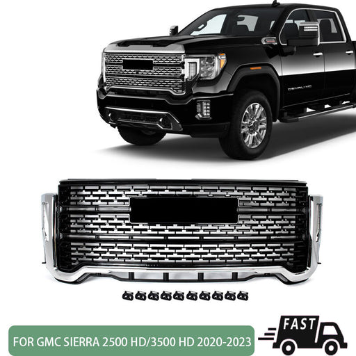 DURAFORCE Front Bumper Grille Black w/Chrome Trim Fit GMC Sierra 2500 HD/3500 HD 2020-2023