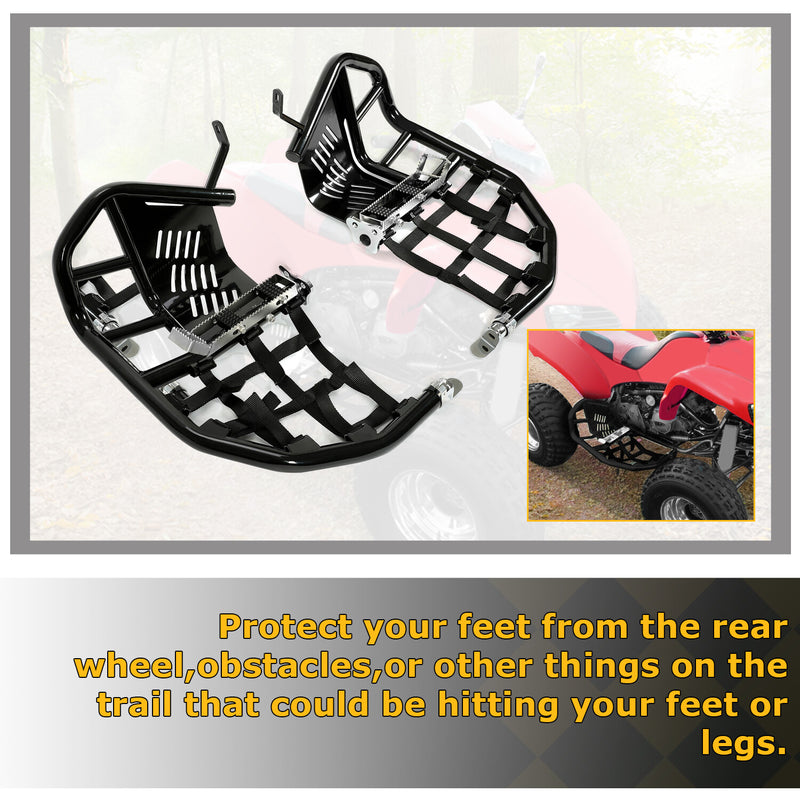 DURAFORCE For Kawasaki KFX700 KFX 700 Nerf Bars Pro Peg Heel Guards W/ Nets Side Step Bars