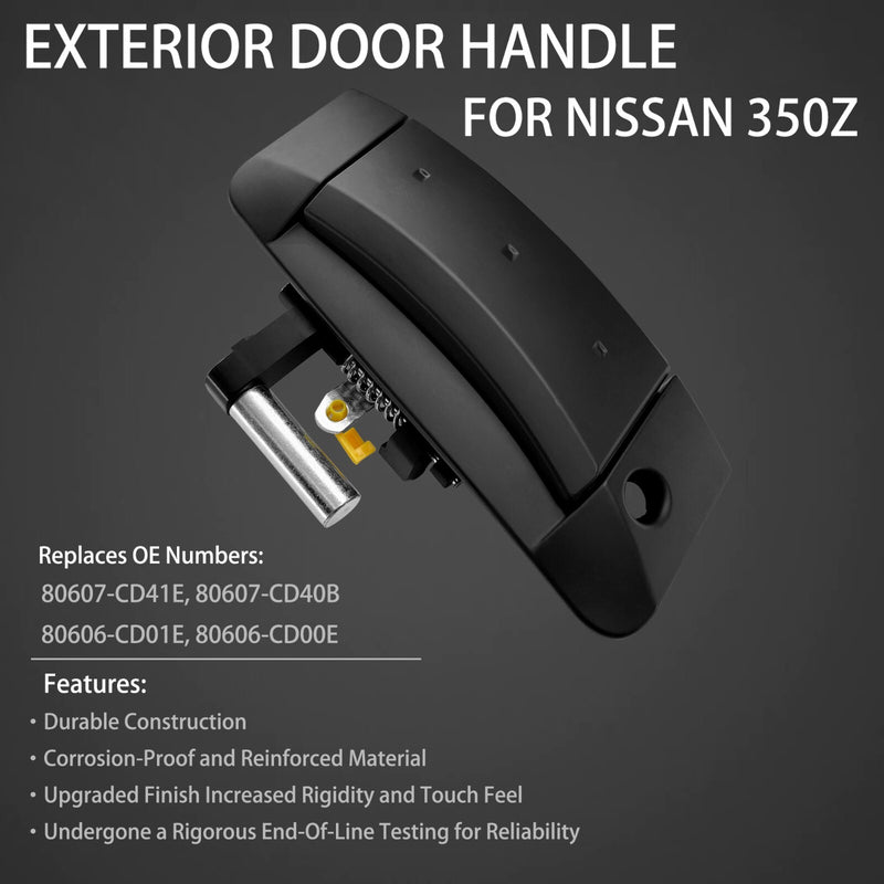 Exterior Door Handle Driver And Passenger Side Black For Nissan 350Z 2003 2009