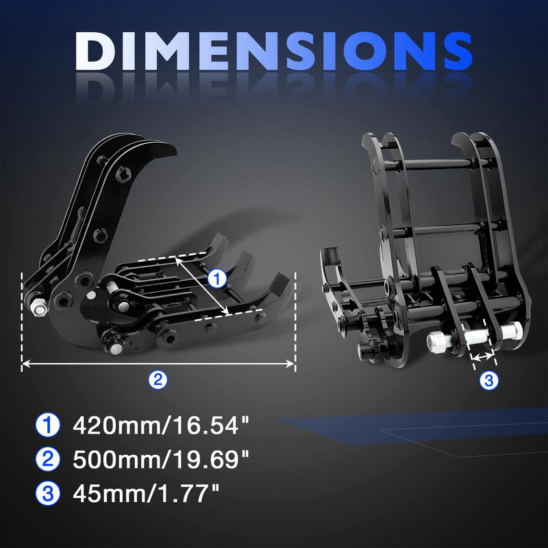 2 Pin Mini Excavator Grabber Attachment for 0.8 to 1.8 Ton Most Models