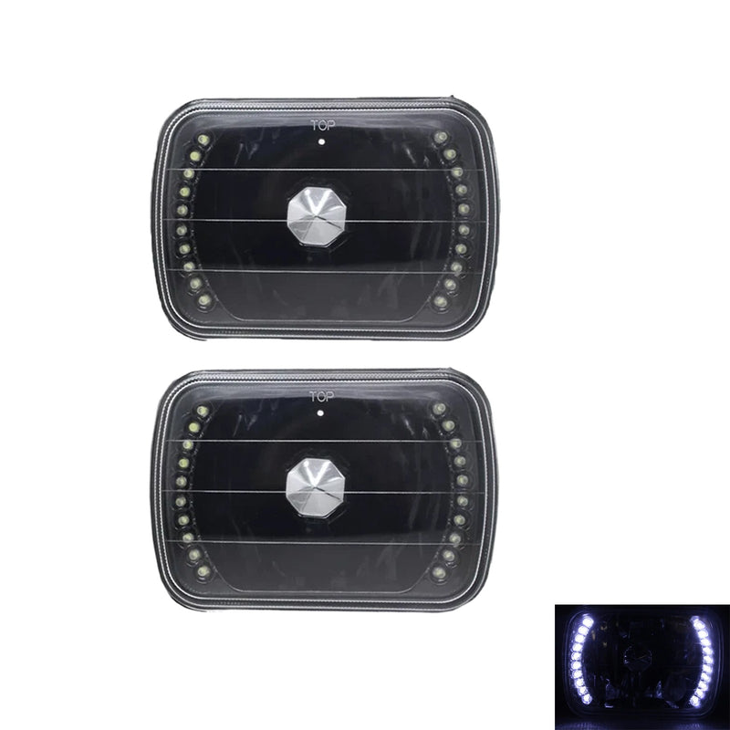 DURAFORCE 5x7 7x6 LED Headlights Black Housing for Ford F150 F250 F350 1978-1986