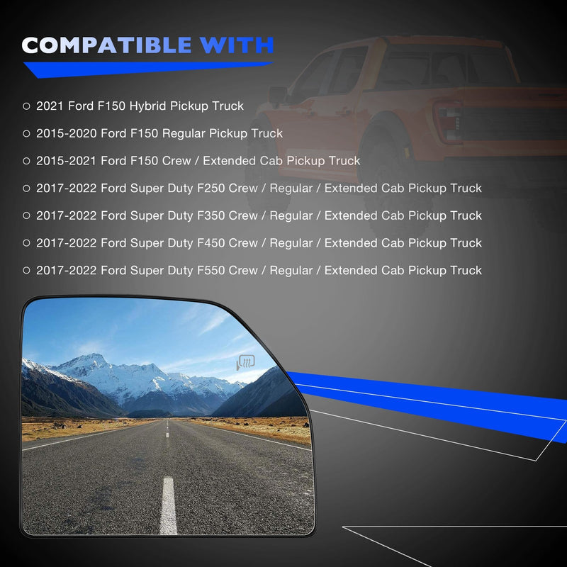 Heated Mirror Glass Upper Passenger Side Right for Ford F250 F350 SD 2017 2022