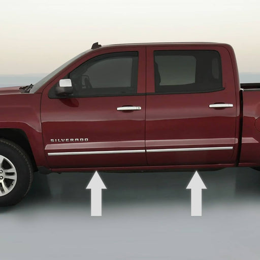 DURAFORCE Chrome Side Door Trim Rocker Panel Molding Package for Chevy Silverado 14 19