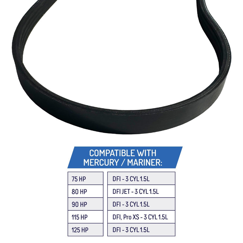 DURAFORCE 57-892318 57-8M0026410 Serpentine Belt for Mercury Optimax 3 Cyl Dfi 75 125HP
