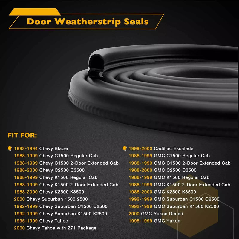 Rubber Door Weatherstrip Seals Set for Chevy GMC Suburban C K 1500 2500 3500 2X