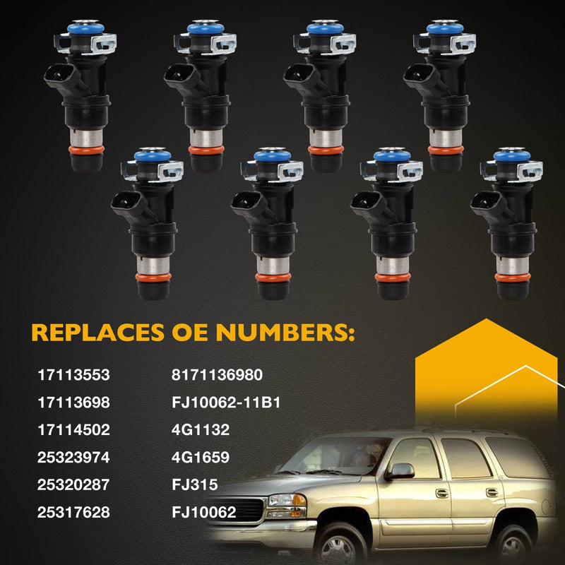 25317628 Fuel Injectors for Chevy Silverado GMC 4.8L 5.3L 6.0L 99 06 8 Piece