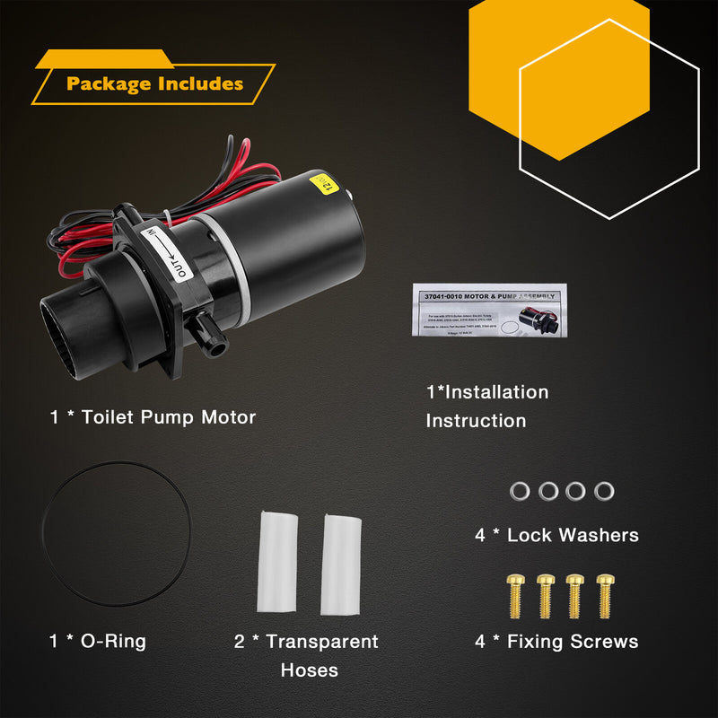 37041 0010 Marine Toilet Macerator Pump Motor Set for Jabsco 37010 Series 12V