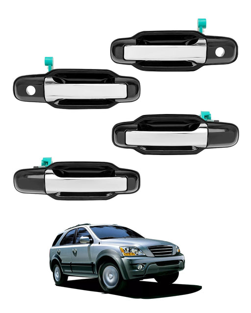 DURAFORCE Exterior Door Handle with Keyhole Kit Front Rear Side for Kia Sorento 03 09 4Pcs