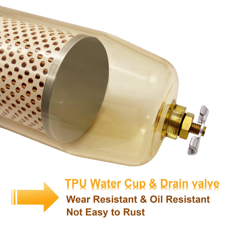 496 Fuel Transfer Tank Filter for Gasoline Diesel Water Separator with 1 NPT Cap