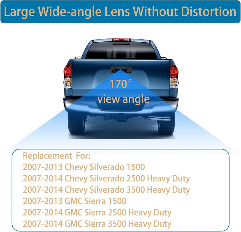 Rear View Backup Tailgate Handle Camera for Chevy Silverado GMC Sierra 2007 2014