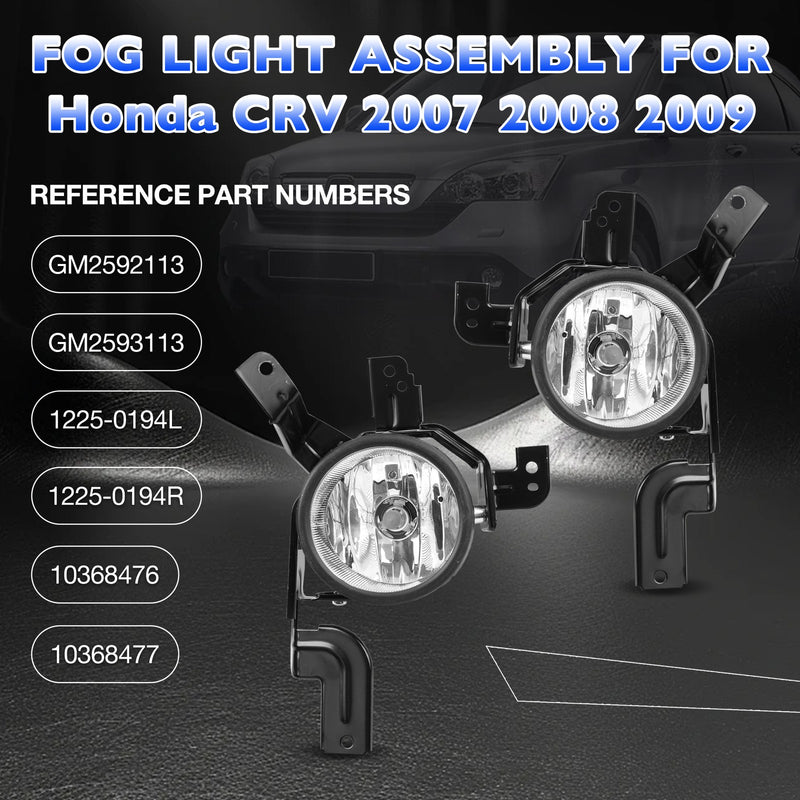 Clear Fog Light Kit for Honda CRV 2007 2009 Front Bumper Driving Lamps Pair