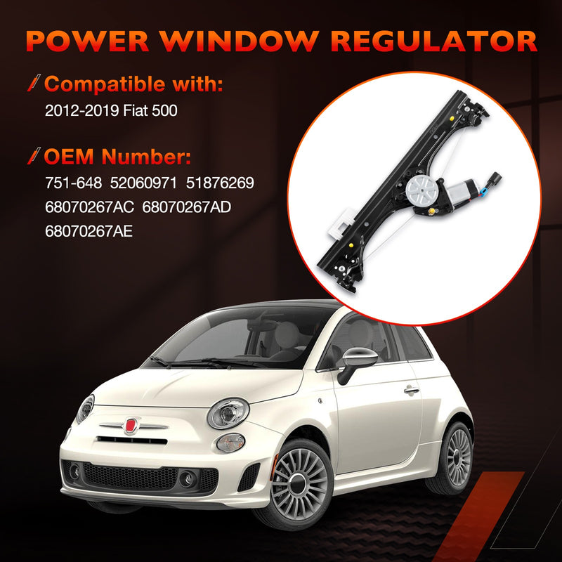 751 648 Front Left Power Window Regulator With Motor Assy For 2012 2019 Fiat 500