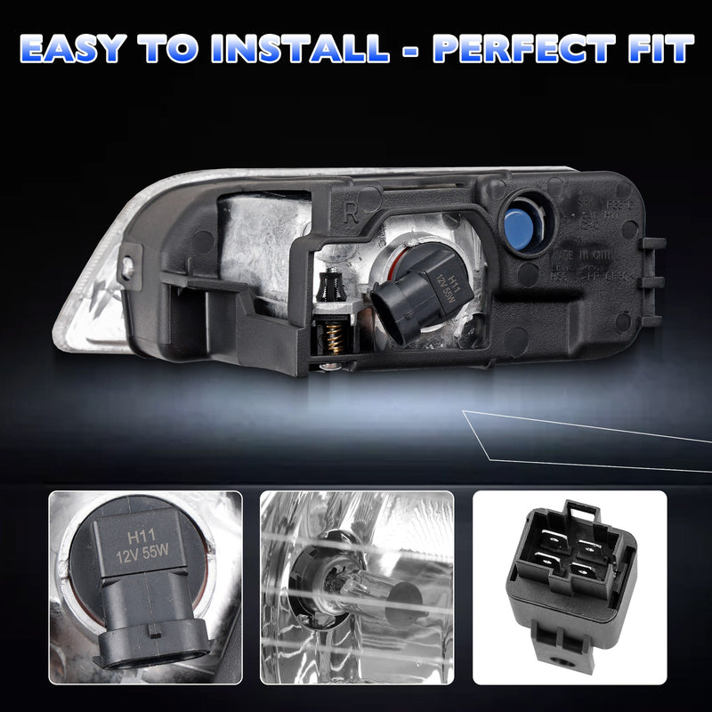 Front Fog Headlight Lamp w/ Bulbs and Harness Kit for Honda Accord 4-Door 03-07