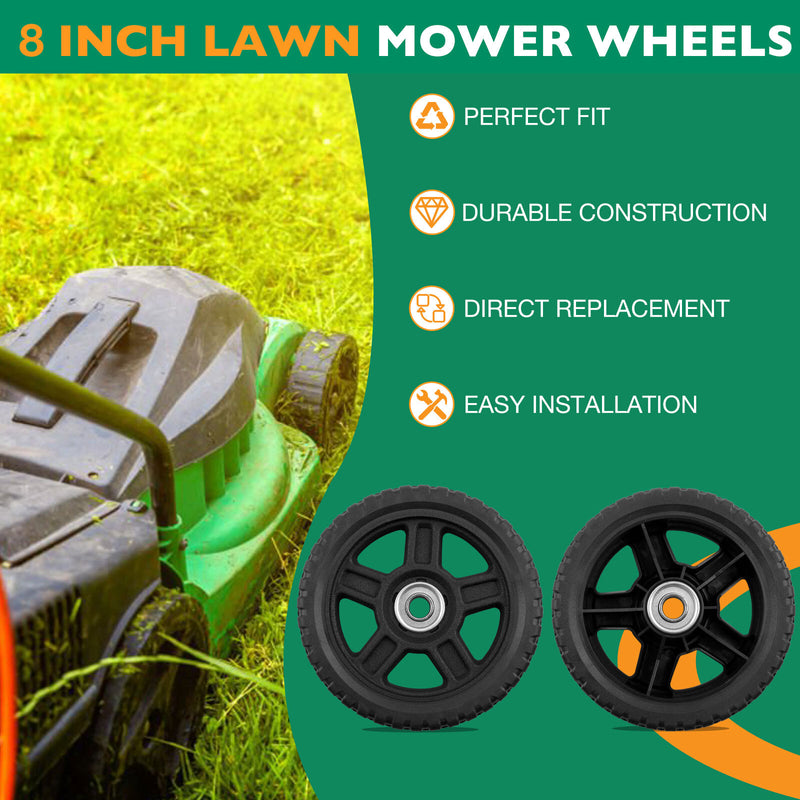 8 Inch Push Lawn Mower Plastic Wheels for Craftsman Generator Garden Tiller 2x