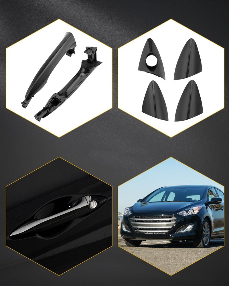Exterior Door Handles with Lock Cylinder for Hyundai Elantra 2011 2016 4 Piece