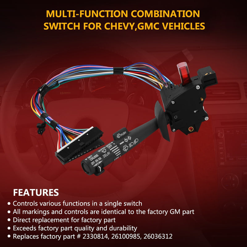 Turn Signal Windshield Wiper Hazard Cruise Switch for GMC Suburban C K 1500 2500