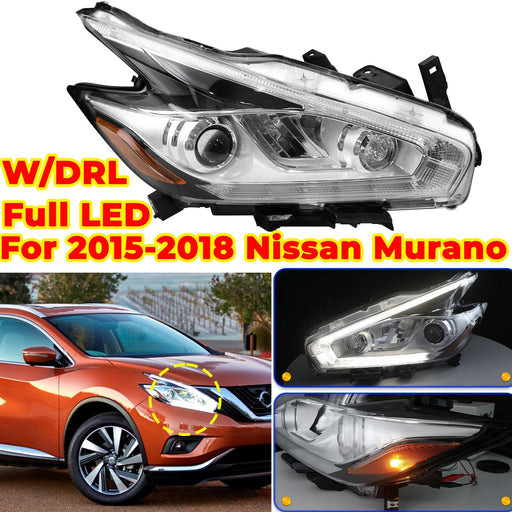 DURAFORCE Full LED Headlight Headlamp Right Passenger Side for 2015-2018 for Nissan Murano