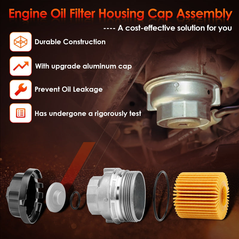 1562031060 Oil Filter Housing Cap Kit for Toyota Lexus 2005 2021 Camry 4Runner