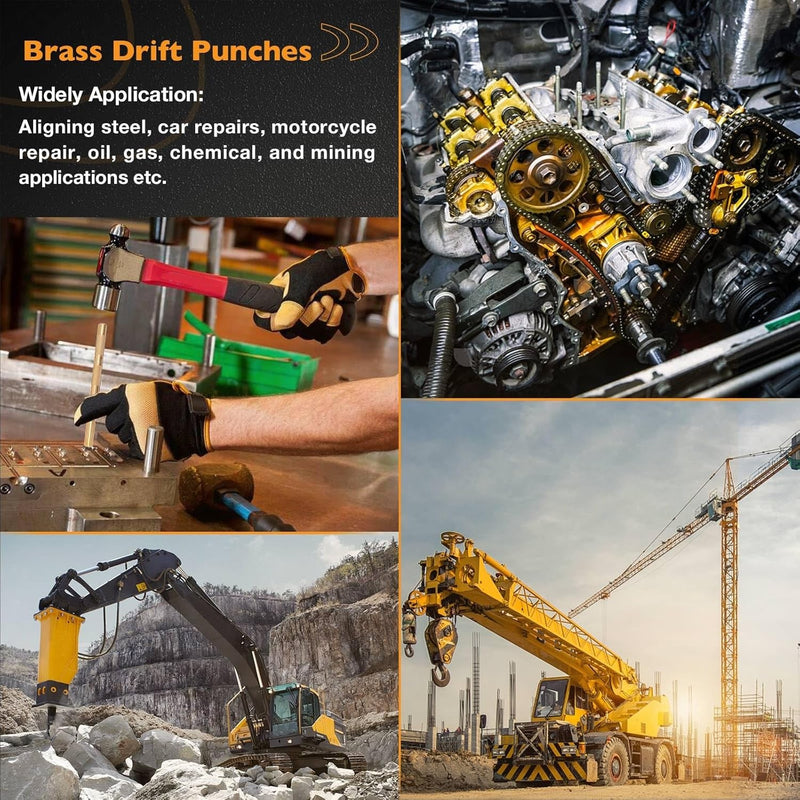 25075 25076 25077 Brass Drift Punch Set 3/8in 1/2in 3/4in Set of 3