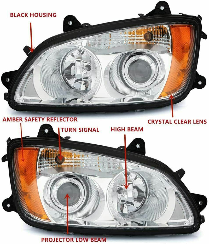 DURAFORCE 2P Headlight Pair for Kenworth T170 T270 T370 T440 T470 T660 2008-2017 LH RH