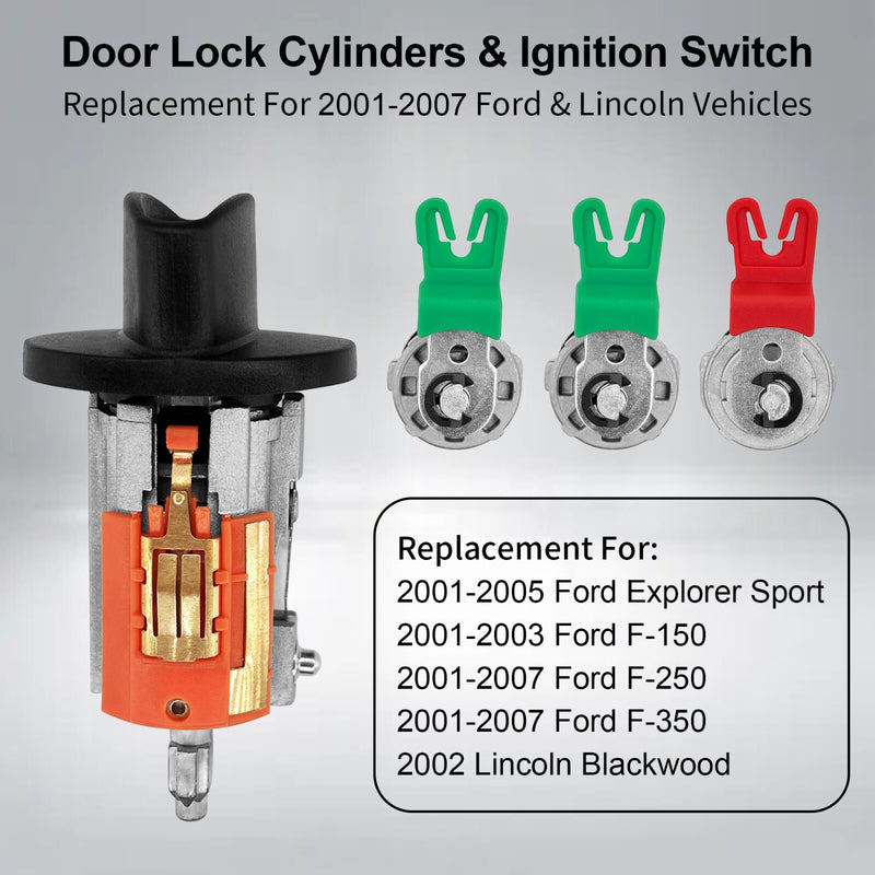 Door Lock Cylinders and Ignition Switch w Keys For Ford 2001 2007 F150 F250 F350