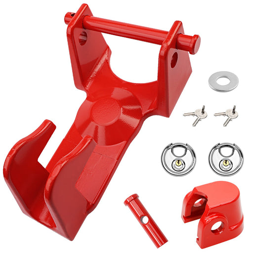 DURAFORCE Gooseneck Trailer Hitch Lock for RV Heavy Duty Trailers 2 Key Red