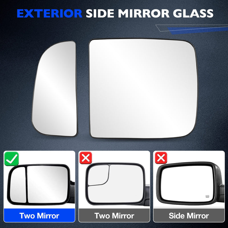 Upper Lower Tow Mirror Spotter Glass Driver Side For RAM 1500 2500 3500 10 20