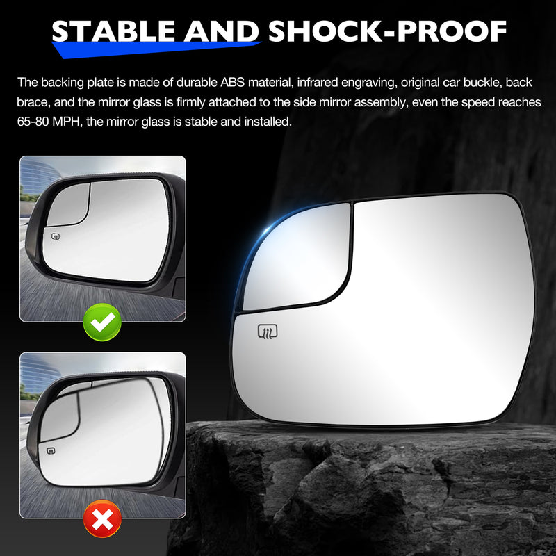 Left Driver Side Convex Mirror Glass with Power Heated for 14-20 Toyota Sienna