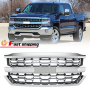 DURAFORCE Chrome Front Bumper Grille LTZ Style for Chevrolet Silverado 1500 2016 2017 2018