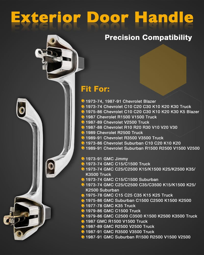 Chrome Metal Exterior Door Handle Set For 73 91 Chevy Blazer GMC CK 1500