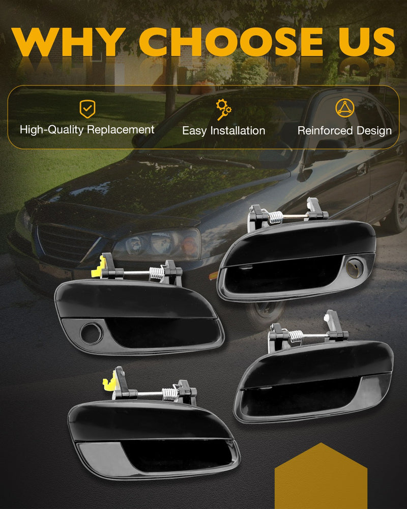 Door Handles Exterior Interior Front Rear for 01 06 Hyundai Elantra 8 Pieces