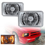 DURAFORCE 4x6 LED Headlights HALO Beam Pair for Chevrolet S10 1995 1996 1997 2PCS