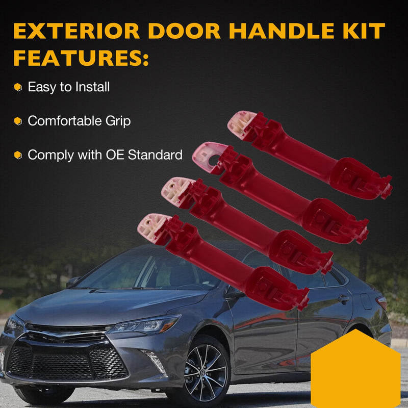 Exterior Door Handles Front Rear Kit for Toyota Camry 2012 2017 Red 4 Piece