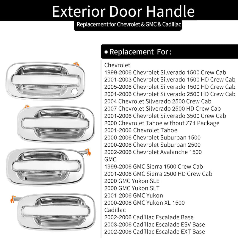 15182406 Door Handle For Chevy GMC Cadillac 1999 2007 Silverado Sierra 4 Pieces