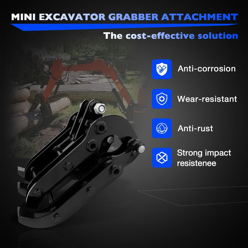 2 Pin Mini Excavator Grabber Attachment for 0.8 to 1.8 Ton Most Models