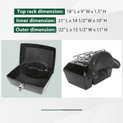 DURAFORCE Universal Motorcycle Tail Box Luggage Trunk w/ Top Rack For Harley Honda Cruiser