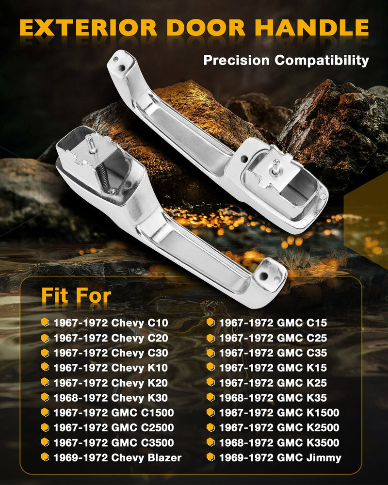 Exterior Chrome Door Handles Set for Chevy C10 C20 C30 GMC K1500 Pickup 67 72
