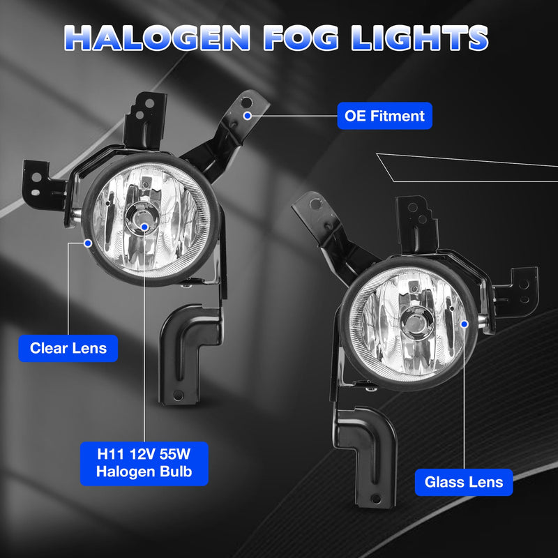 Clear Fog Light Kit for Honda CRV 2007 2009 Front Bumper Driving Lamps Pair