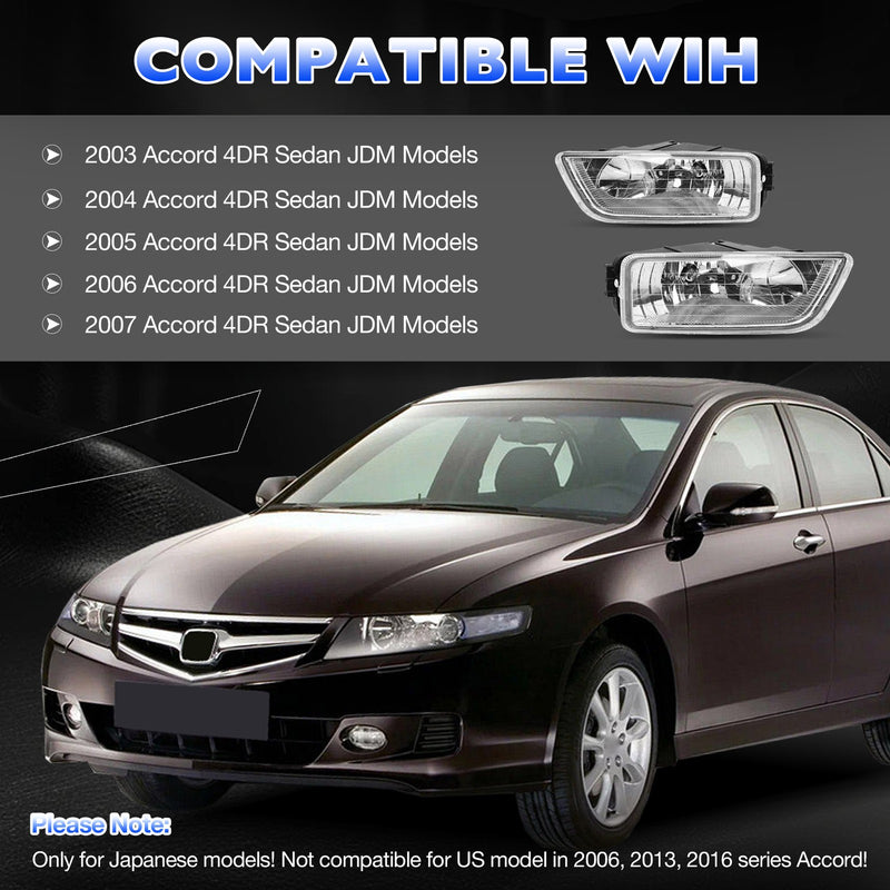 Fog Light Lamps Assembly for Honda Accord 2003-2007 Sedan w/ Bulbs & Harness