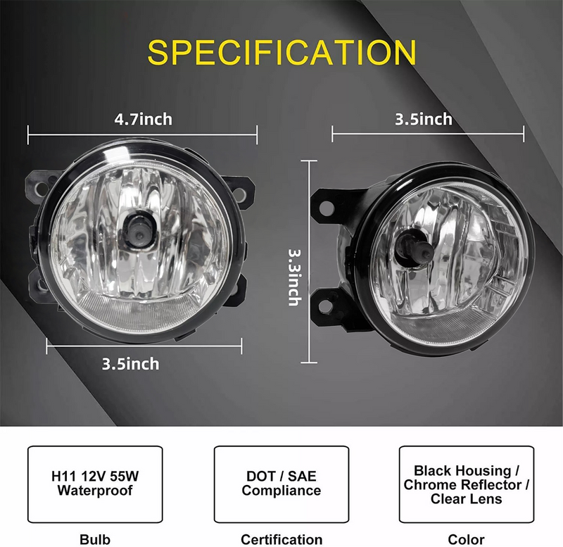 DURAFORCE Front Bumper Fog Light Lamp For Subaru Impreza 2015-2016 Halogen w/bulbs LH & RH