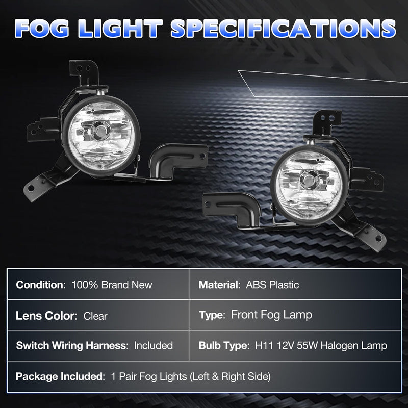 Clear Fog Light Kit for Honda CRV 2007 2009 Front Bumper Driving Lamps Pair
