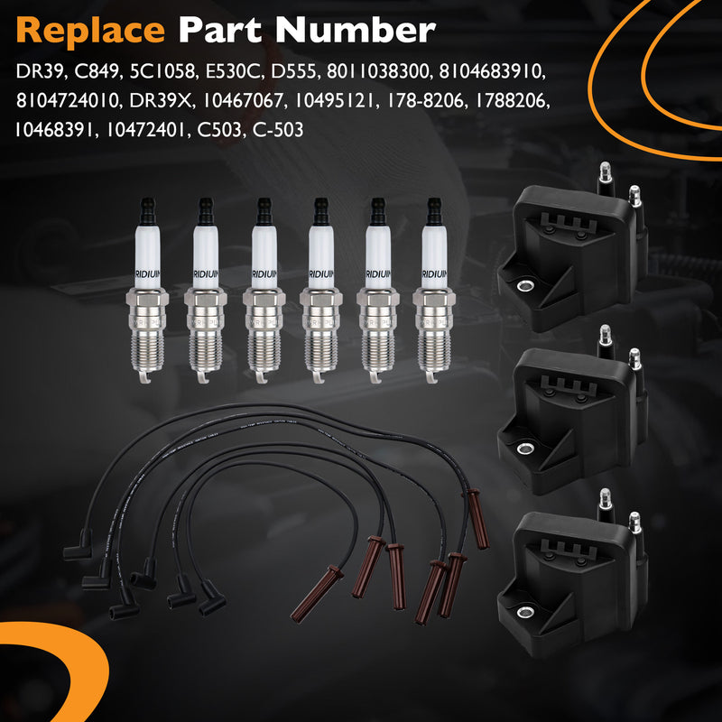 DR39 Ignition Coils Iridium Spark Plugs Wires For Chevy Impala Buick 99 09