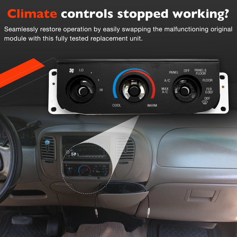 Climate Control Module AC Heater Panel Without Switch For Ford F150 F250 99 04