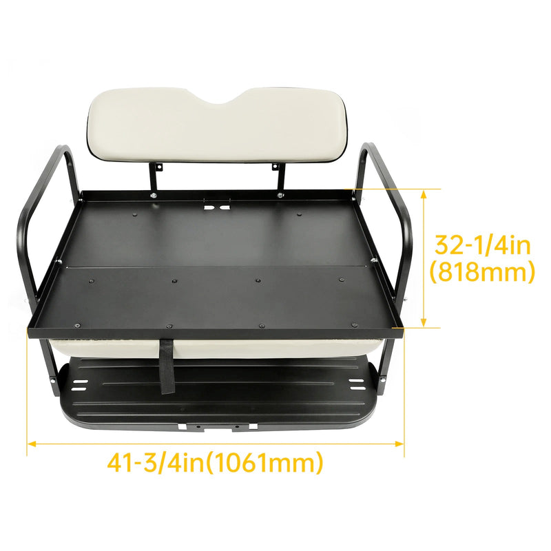 Flip Rear Back Seat for Yamaha Drive G29 Golf Cart 07 to 16 Off White Cushions