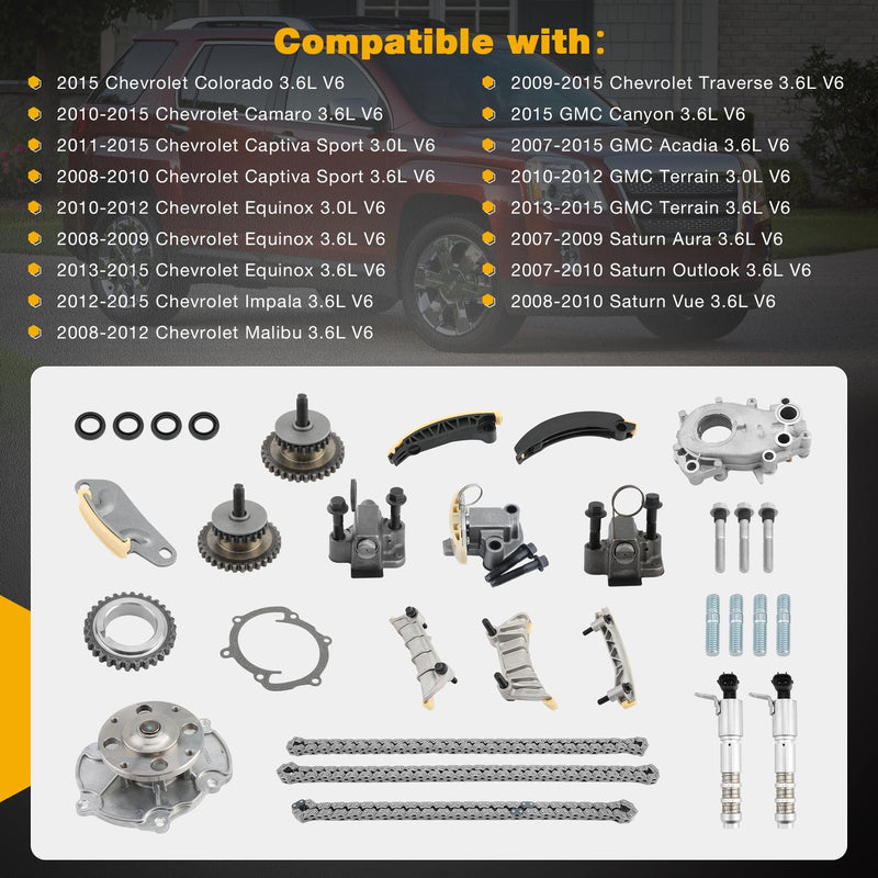 90753 Timing Chain Water Pump Kit for Chevy Colorado Camaro GMC Acadia 2007 2015